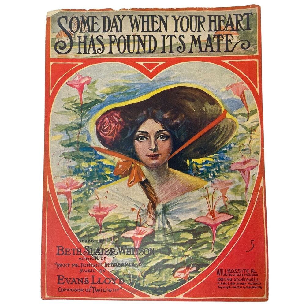 1910 Someday‎ When Your Heart Has Found Its Mate Large Sheet Music